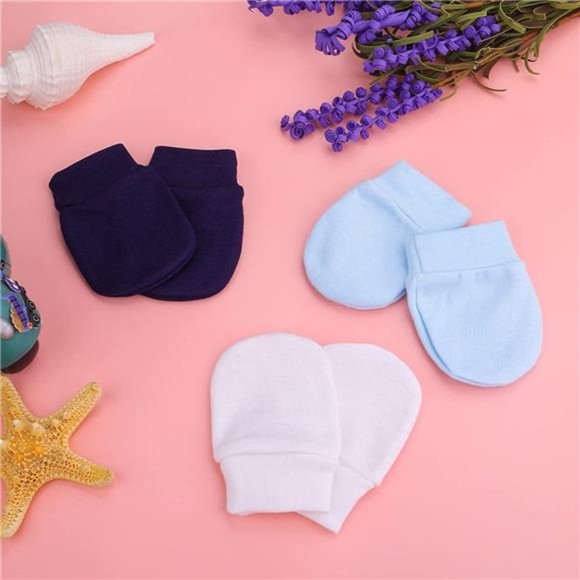 Yolev 6 Pairs Newborn Baby Mitten Infant Toddler Gloves Cotton No Scratch Mitten